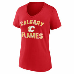 Calgary Flames Logo Athletic Women's Arch Victory V-Neck T-Shirt - Red | NHL online