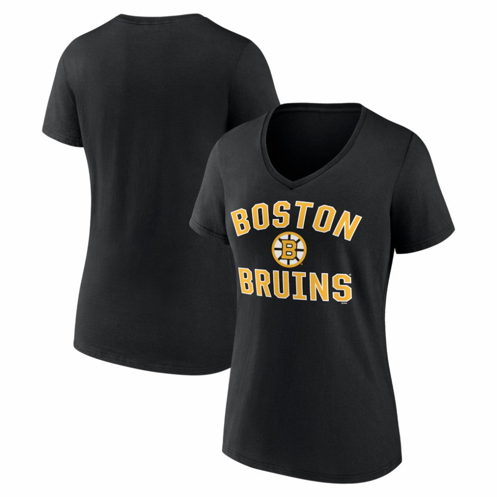 Boston Bruins Logo Athletic Women's Arch Victory V-Neck T-Shirt - Black | NHL sale