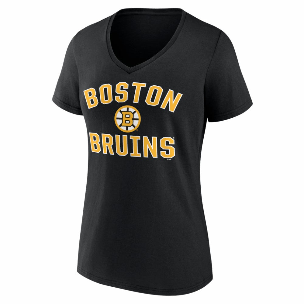 Boston Bruins Logo Athletic Women's Arch Victory V-Neck T-Shirt - Black | NHL sale