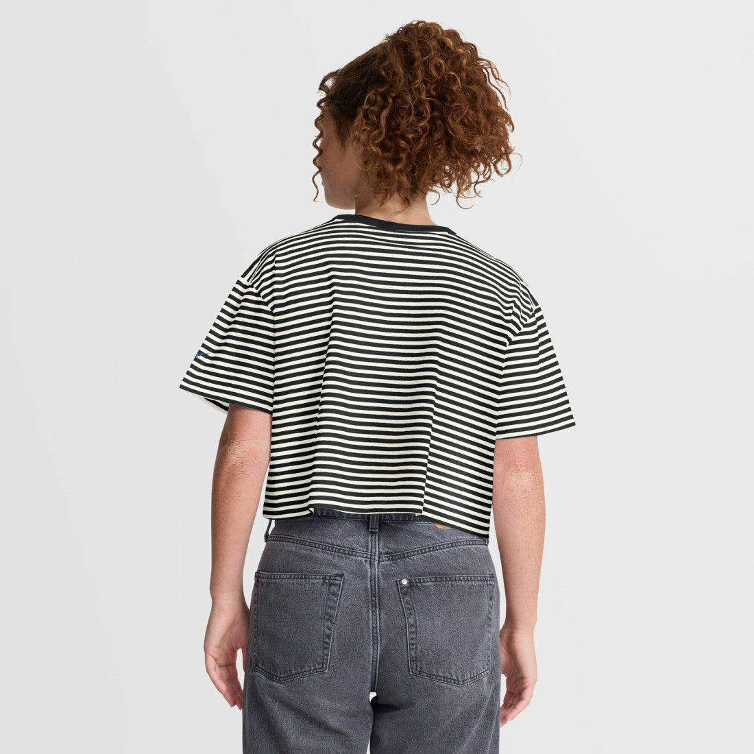 Detroit Lions Women's Striped Cropped T-Shirt - Black/Cream - Nike