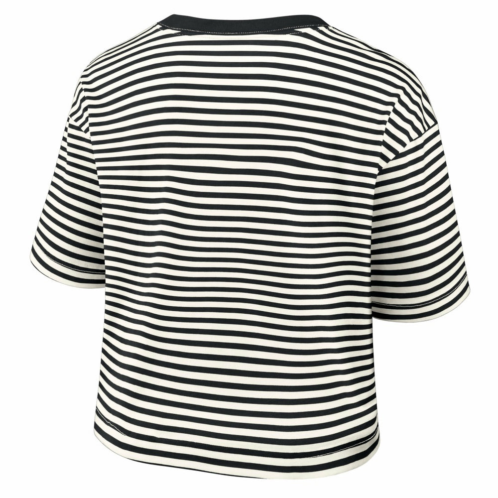 Detroit Lions Women's Striped Cropped T-Shirt - Black/Cream - Nike