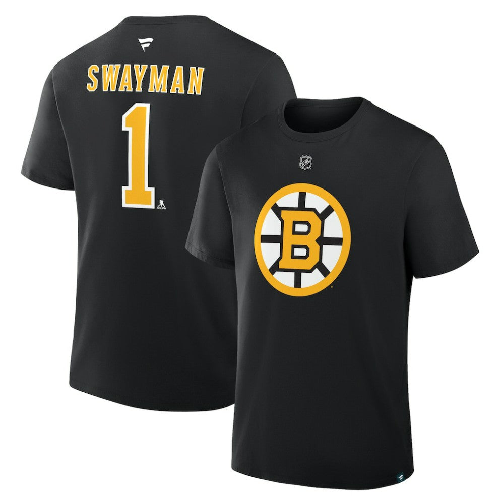 Jeremy Swayman Boston Bruins Fanatics Authentic Stack Name & Number T-Shirt - Black | Fanatics Lifestyle
