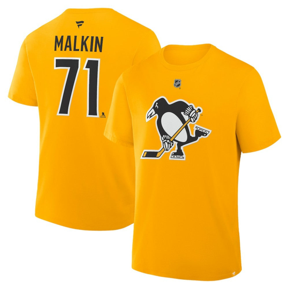 Evgeni Malkin Pittsburgh Penguins Fanatics Authentic Stack Name & Number T-Shirt - Gold | Fanatics Lifestyle