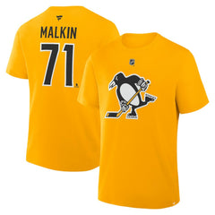 Evgeni Malkin Pittsburgh Penguins Fanatics Authentic Stack Name & Number T-Shirt - Gold | Fanatics Lifestyle