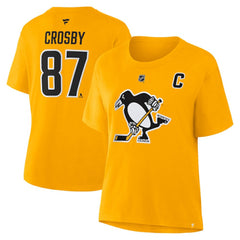 Sidney Crosby Pittsburgh Penguins Fanatics Women's Authentic Stack Name & Number T-Shirt - Gold | Fanatics on sale