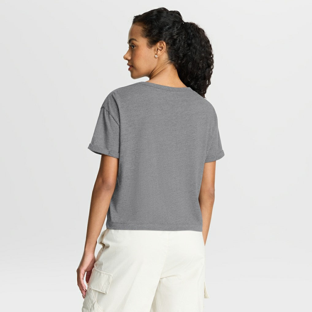 Buffalo Bills Women's Overplayed Tribute Tri-Blend Boxy T-Shirt - Heather Gray - Fanatics