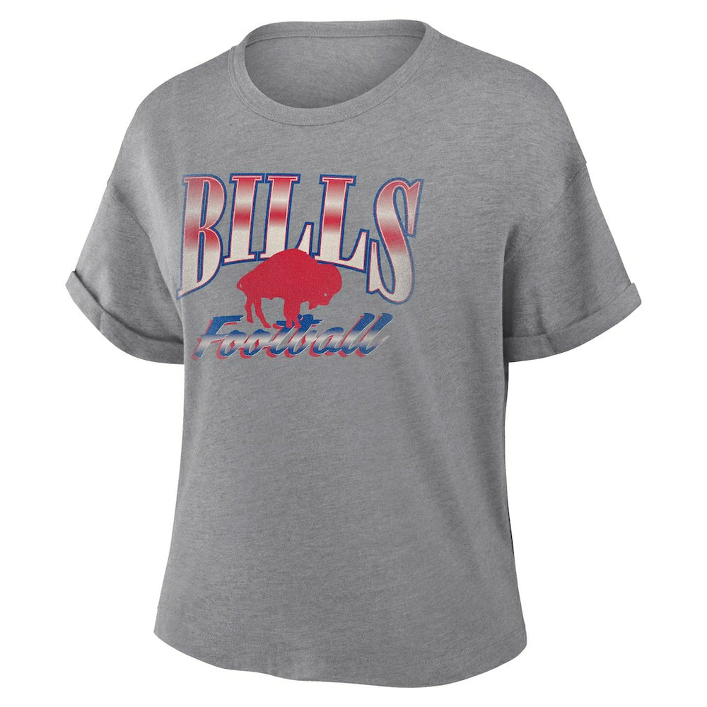 Buffalo Bills Women's Overplayed Tribute Tri-Blend Boxy T-Shirt - Heather Gray - Fanatics