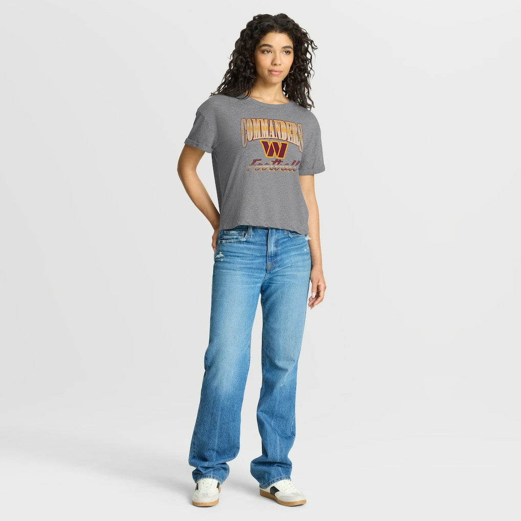 Washington Commanders Women's Overplayed Tribute Tri-Blend Boxy T-Shirt - Heather Gray - Fanatics