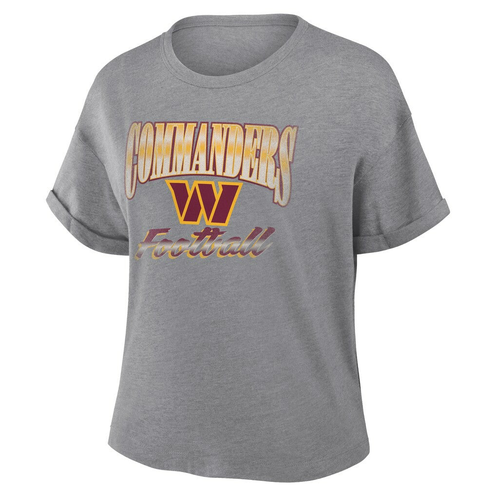 Washington Commanders Women's Overplayed Tribute Tri-Blend Boxy T-Shirt - Heather Gray - Fanatics