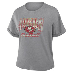 San Francisco 49ers Women's Overplayed Tribute Tri-Blend Boxy T-Shirt - Heather Gray - Fanatics