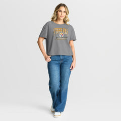 Pittsburgh Steelers Women's Overplayed Tribute Tri-Blend Boxy T-Shirt - Heather Gray - Fanatics