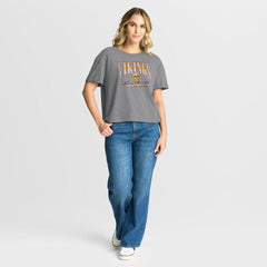 Minnesota Vikings Women's Overplayed Tribute Tri-Blend Boxy T-Shirt - Heather Gray - Fanatics