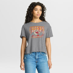 Kansas City Chiefs Women's Overplayed Tribute Tri-Blend Boxy T-Shirt - Heather Gray - Fanatics