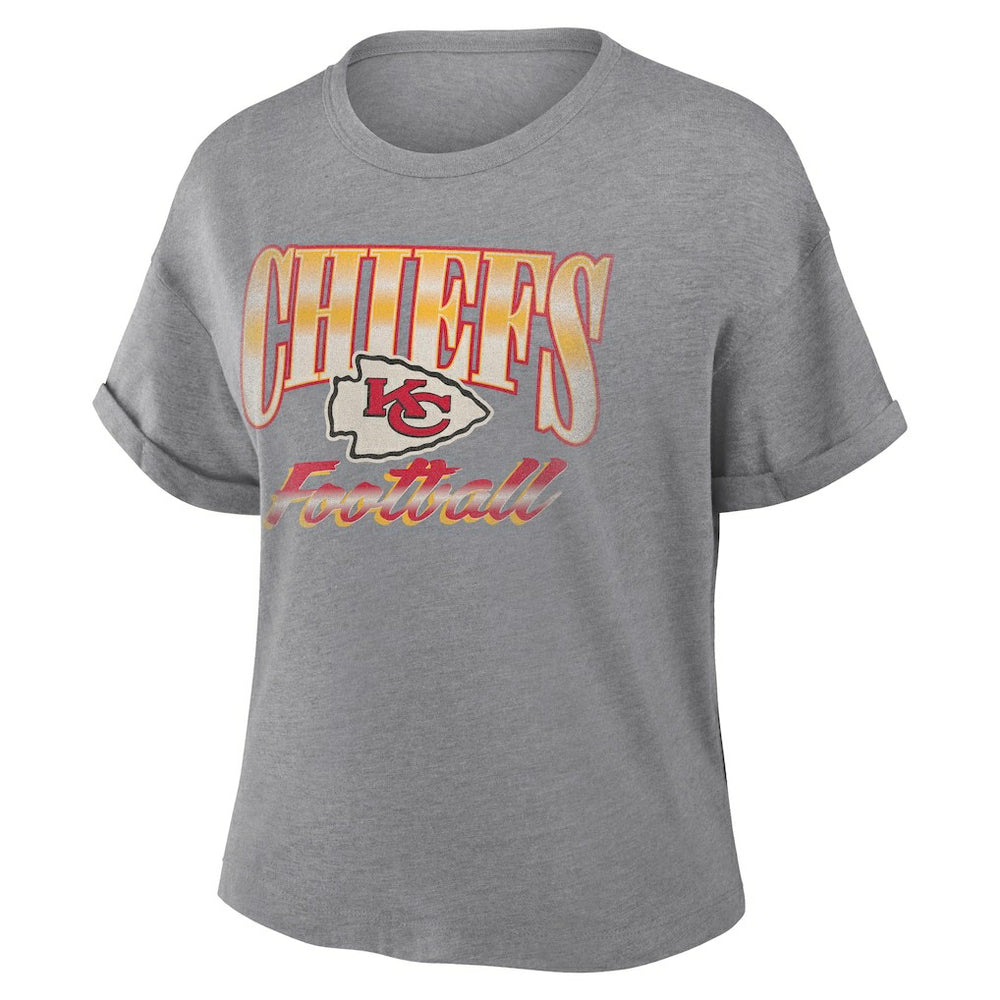 Kansas City Chiefs Women's Overplayed Tribute Tri-Blend Boxy T-Shirt - Heather Gray - Fanatics