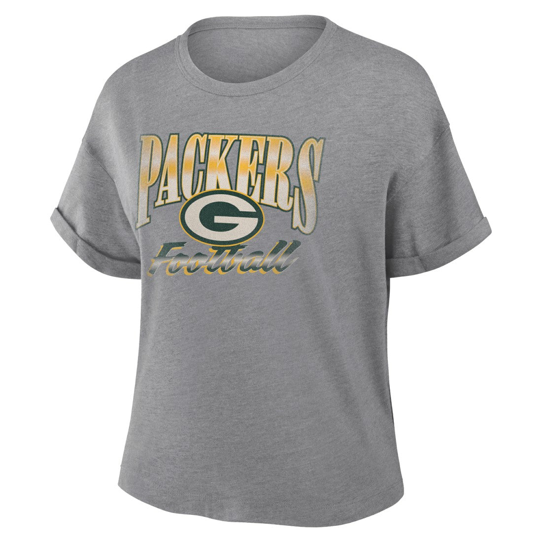 Green Bay Packers Women's Overplayed Tribute Tri-Blend Boxy T-Shirt - Heather Gray - Fanatics