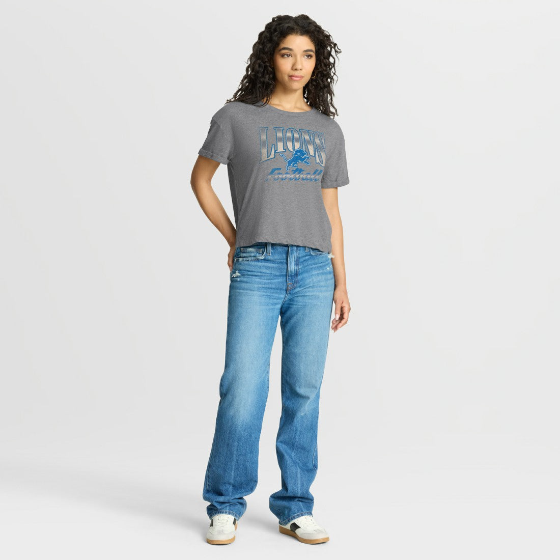 Detroit Lions Women's Overplayed Tribute Tri-Blend Boxy T-Shirt - Heather Gray - Fanatics