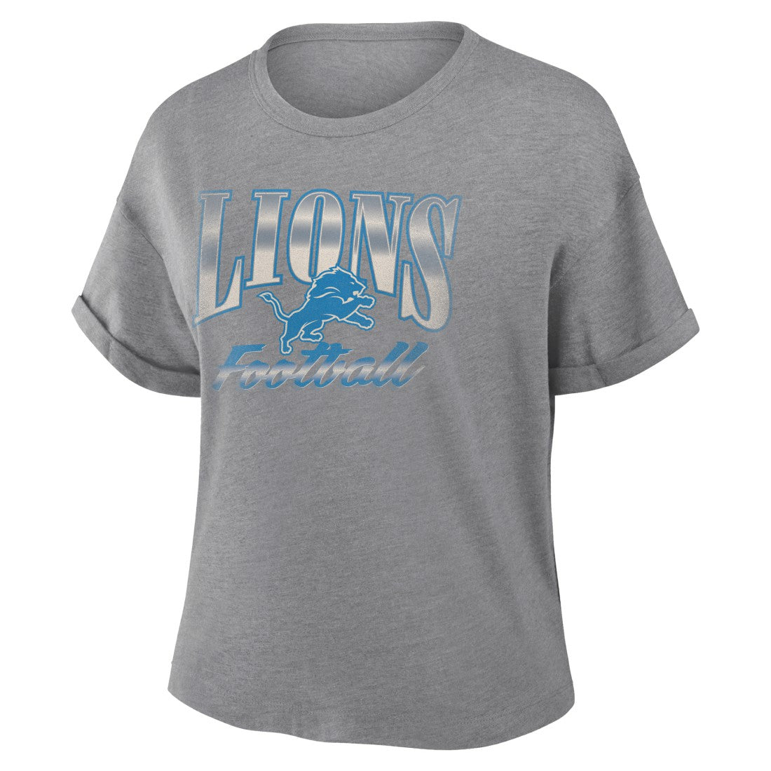 Detroit Lions Women's Overplayed Tribute Tri-Blend Boxy T-Shirt - Heather Gray - Fanatics