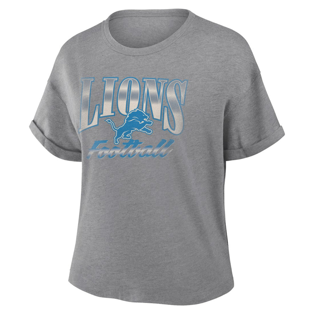 Detroit Lions Women's Overplayed Tribute Tri-Blend Boxy T-Shirt - Heather Gray - Fanatics
