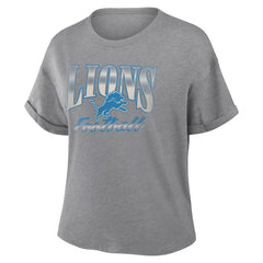 Detroit Lions Women's Overplayed Tribute Tri-Blend Boxy T-Shirt - Heather Gray - Fanatics