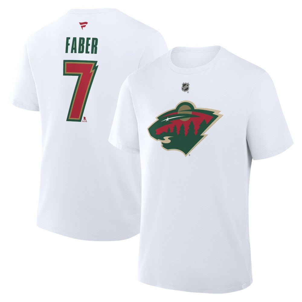 Brock Faber Minnesota Wild Fanatics Authentic Stack Name & Number T-Shirt - White | Fanatics Clearance