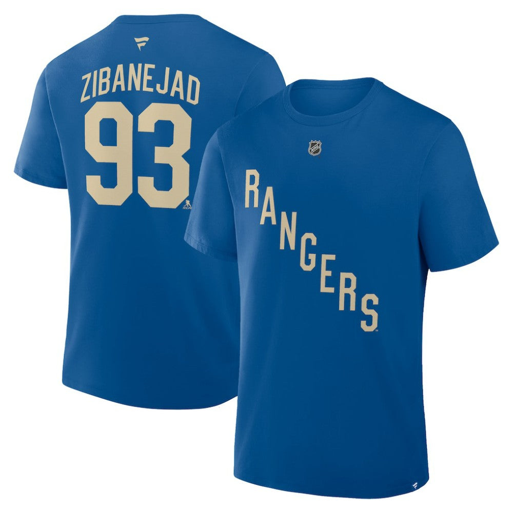 Mika Zibanejad New York Rangers Fanatics Authentic Stack Name & Number T-Shirt - Blue | Fanatics on sale