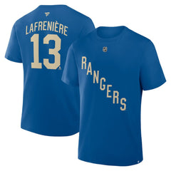 Alexis Lafreniere New York Rangers Fanatics Authentic Stack Name & Number T-Shirt - Blue | Fanatics Lifestyle