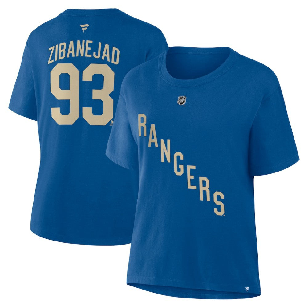 Mika Zibanejad New York Rangers Fanatics Women's Authentic Stack Name & Number T-Shirt - Blue | Fanatics on sale