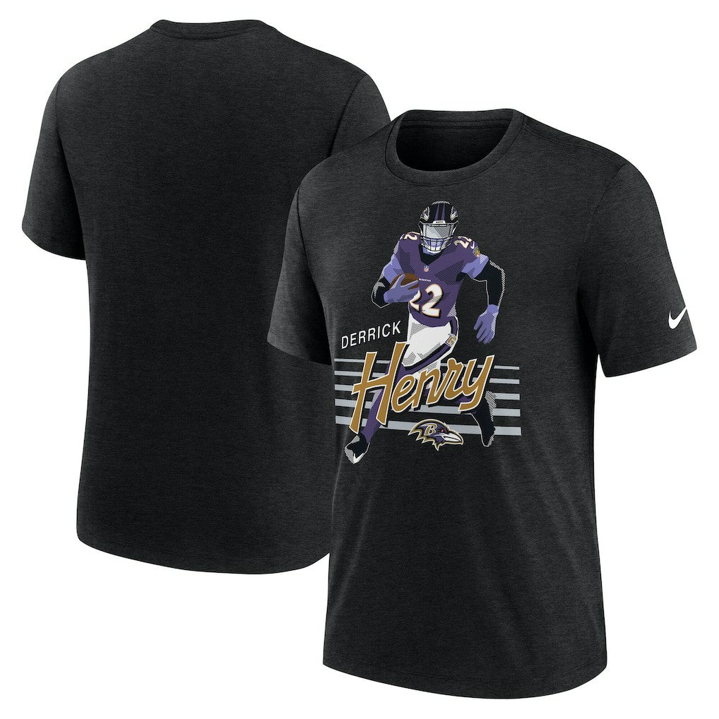 Derrick Henry Baltimore Ravens Player Graphic T-Shirt - Heather Black - Nike