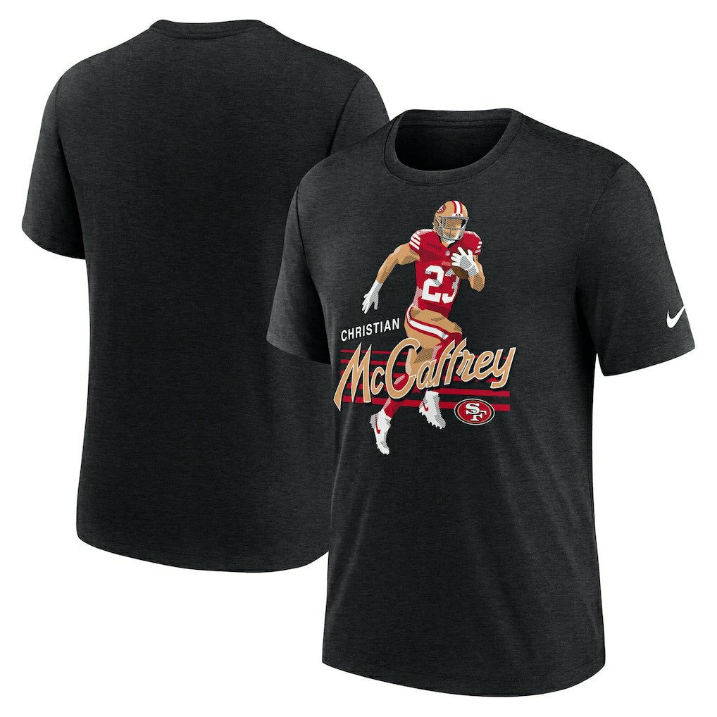 Christian McCaffrey San Francisco 49ers Player Graphic T-Shirt - Heather Black - Nike