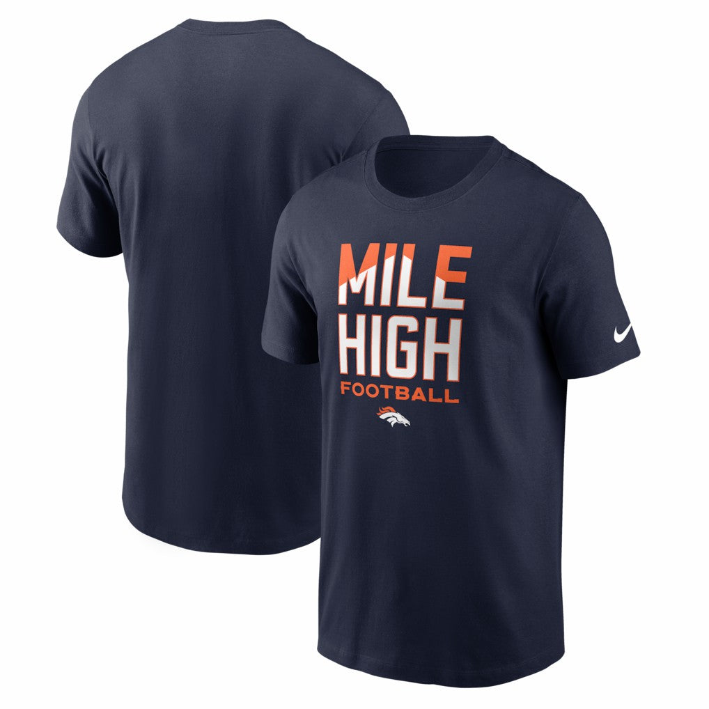 Denver Broncos Mile High Football T-Shirt - Navy - Nike