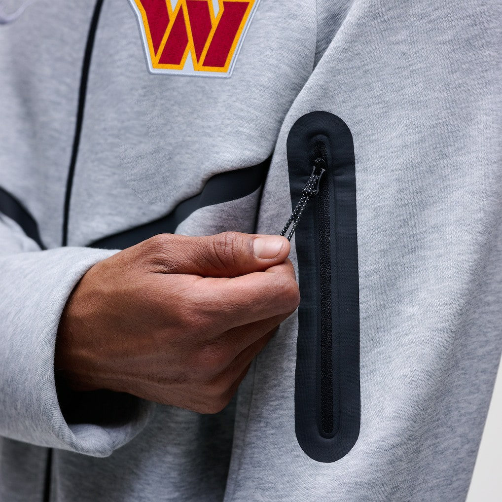 Washington Commanders Tech Fleece Raglan Full-Zip Windrunner Hoodie - Heather Gray - Nike