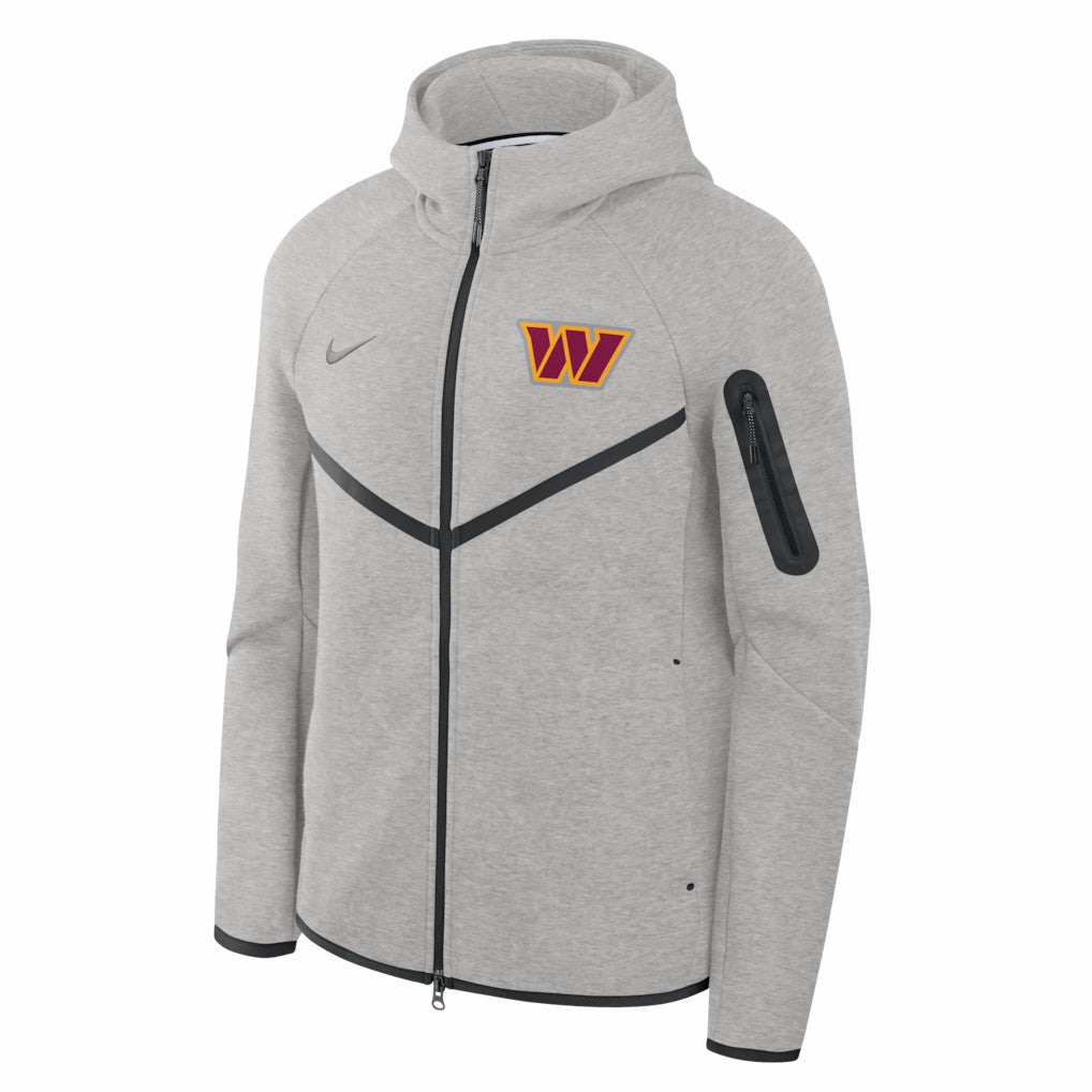 Washington Commanders Tech Fleece Raglan Full-Zip Windrunner Hoodie - Heather Gray - Nike