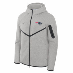 New England Patriots Tech Fleece Raglan Full-Zip Windrunner Hoodie - Heather Gray - Nike