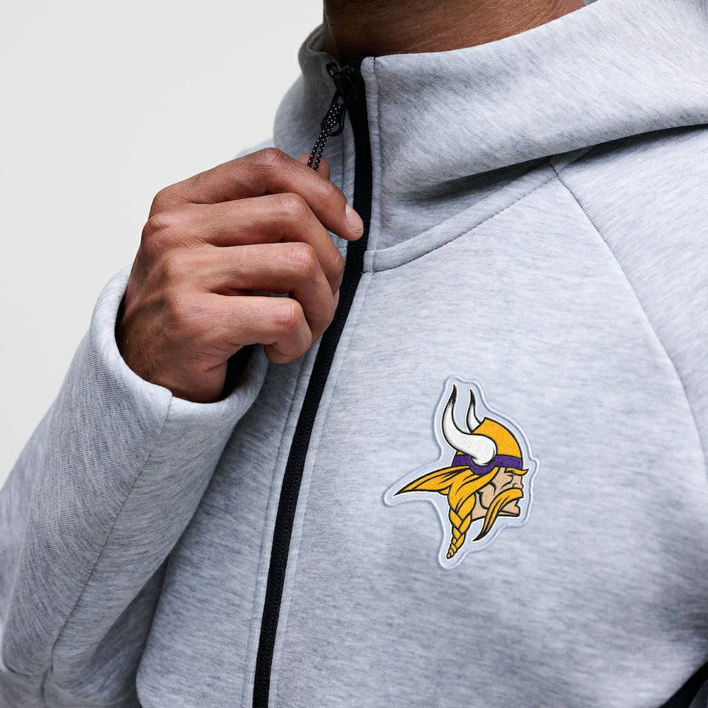 Minnesota Vikings Tech Fleece Raglan Full-Zip Windrunner Hoodie - Heather Gray - Nike