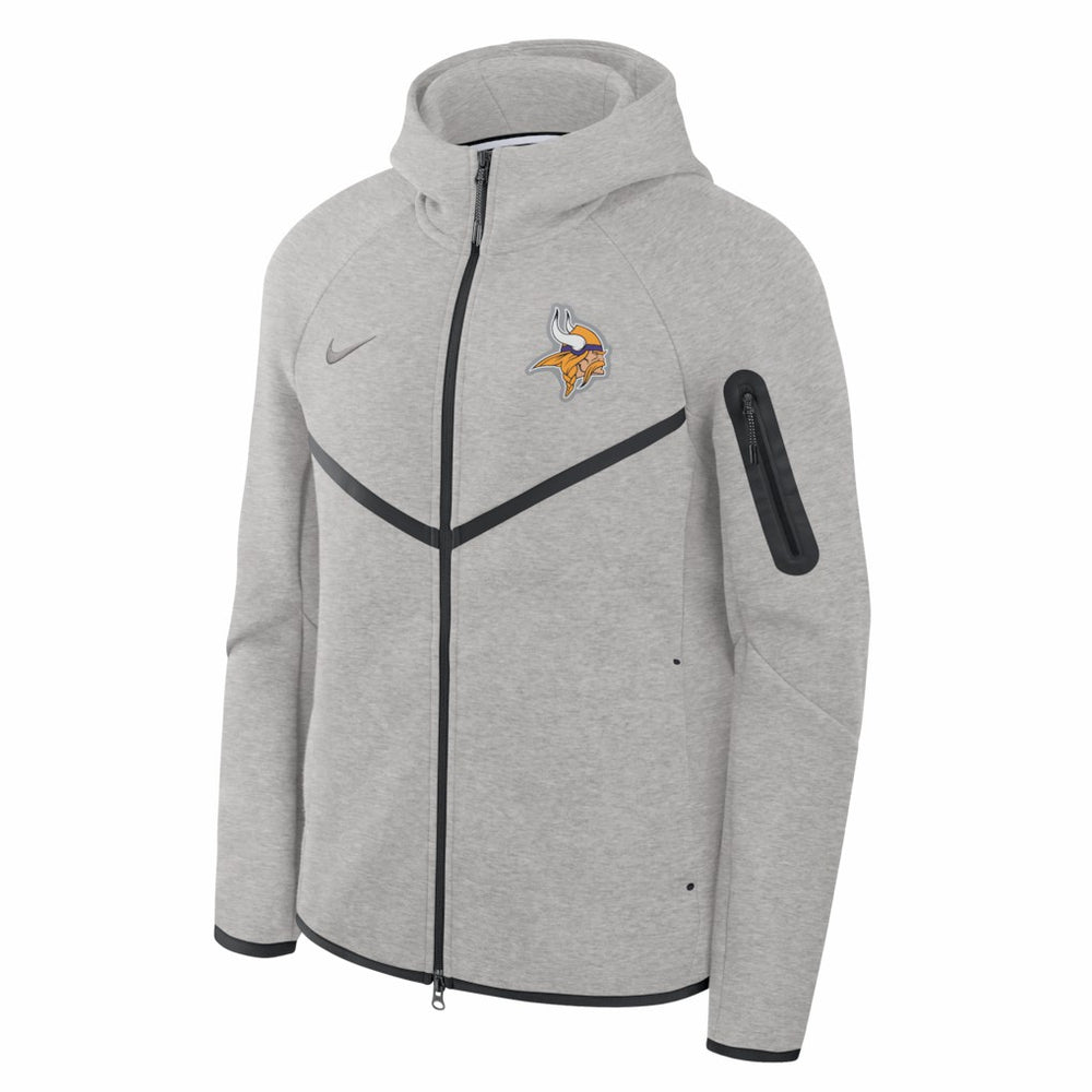 Minnesota Vikings Tech Fleece Raglan Full-Zip Windrunner Hoodie - Heather Gray - Nike