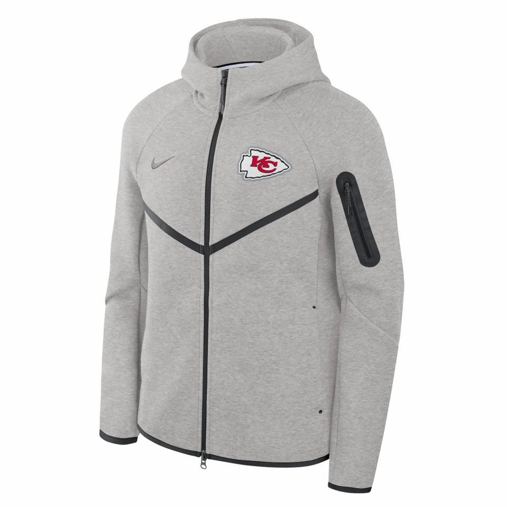 Kansas City Chiefs Tech Fleece Raglan Full-Zip Windrunner Hoodie - Heather Gray - Nike