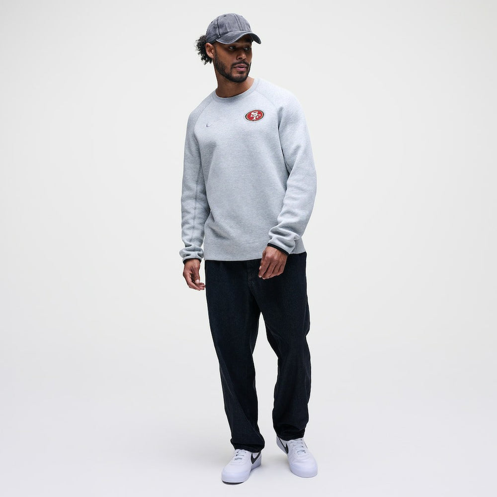 San Francisco 49ers Tech Fleece Raglan Sweatshirt - Heather Gray - Nike