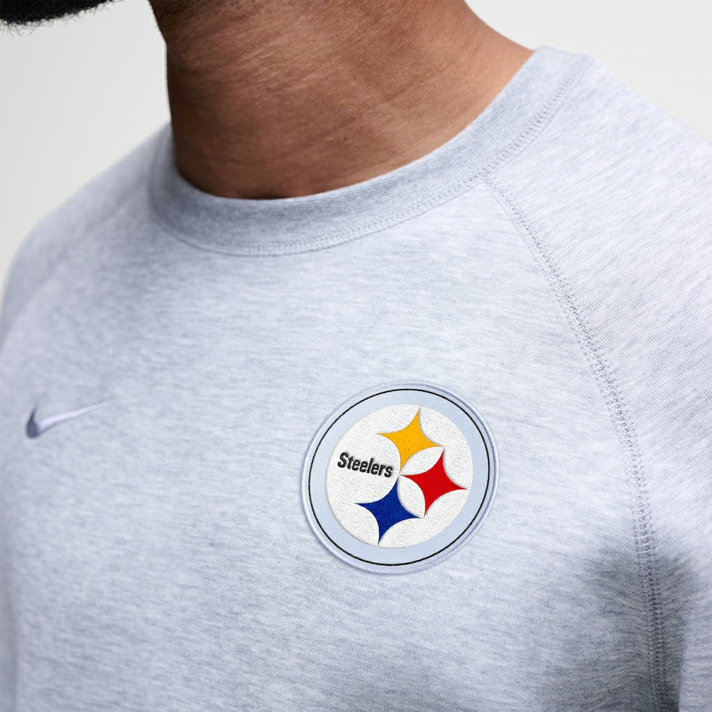Pittsburgh Steelers Tech Fleece Raglan Sweatshirt - Heather Gray - Nike