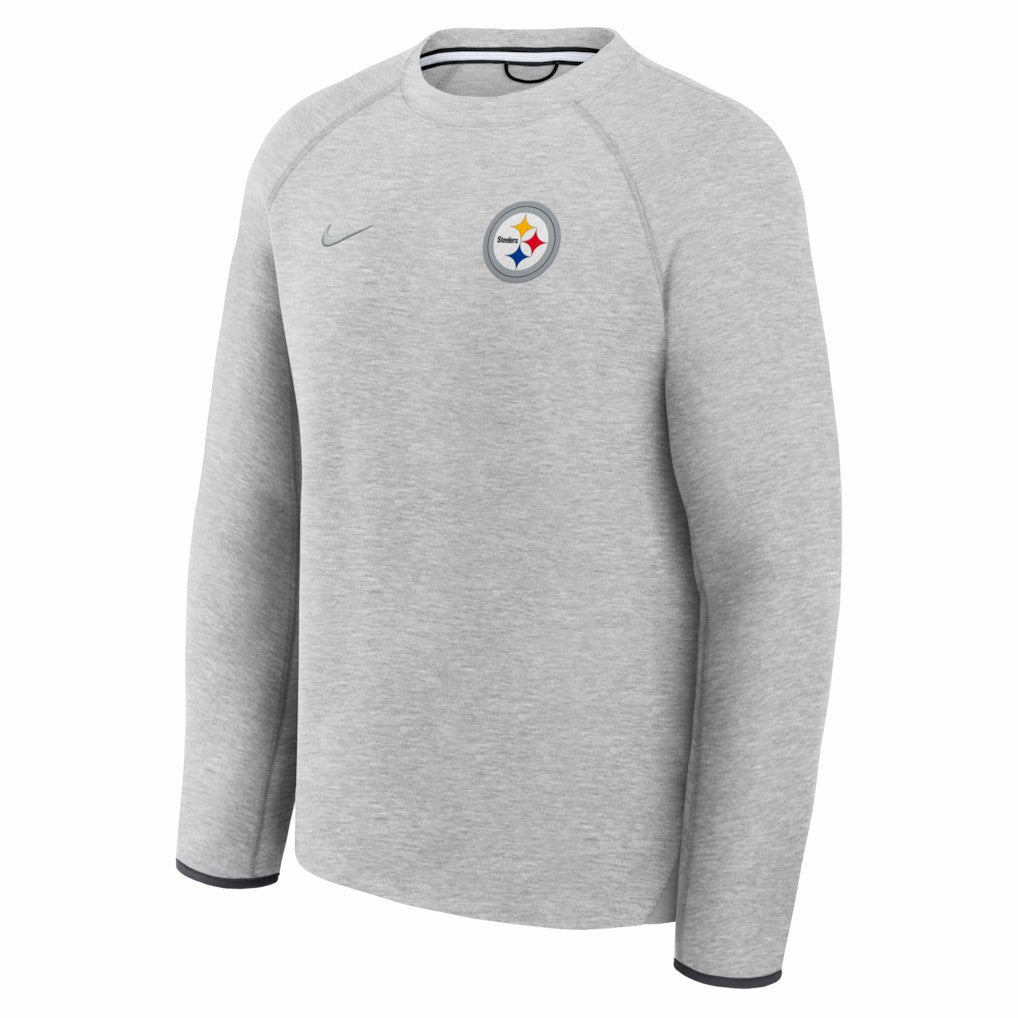 Pittsburgh Steelers Tech Fleece Raglan Sweatshirt - Heather Gray - Nike