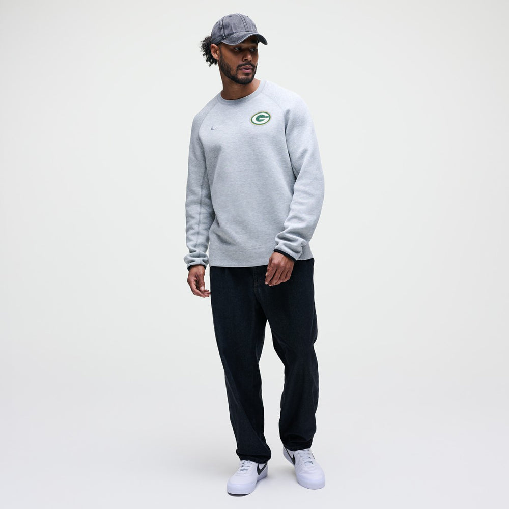 Green Bay Packers Tech Fleece Raglan Sweatshirt - Heather Gray - Nike