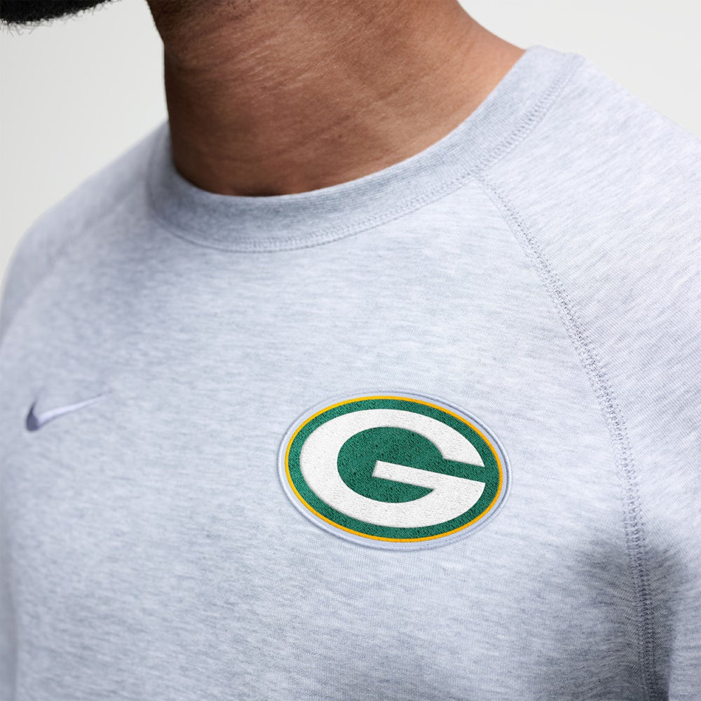Green Bay Packers Tech Fleece Raglan Sweatshirt - Heather Gray - Nike
