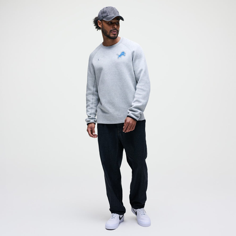 Detroit Lions Tech Fleece Raglan Sweatshirt - Heather Gray - Nike
