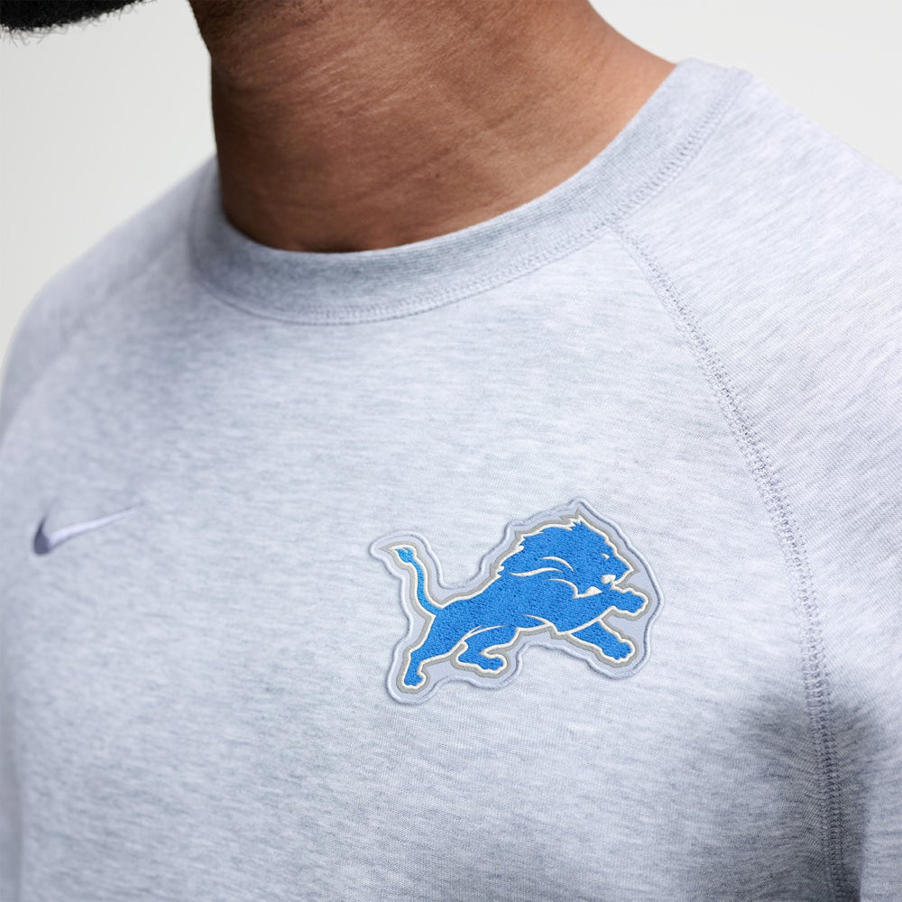 Detroit Lions Tech Fleece Raglan Sweatshirt - Heather Gray - Nike