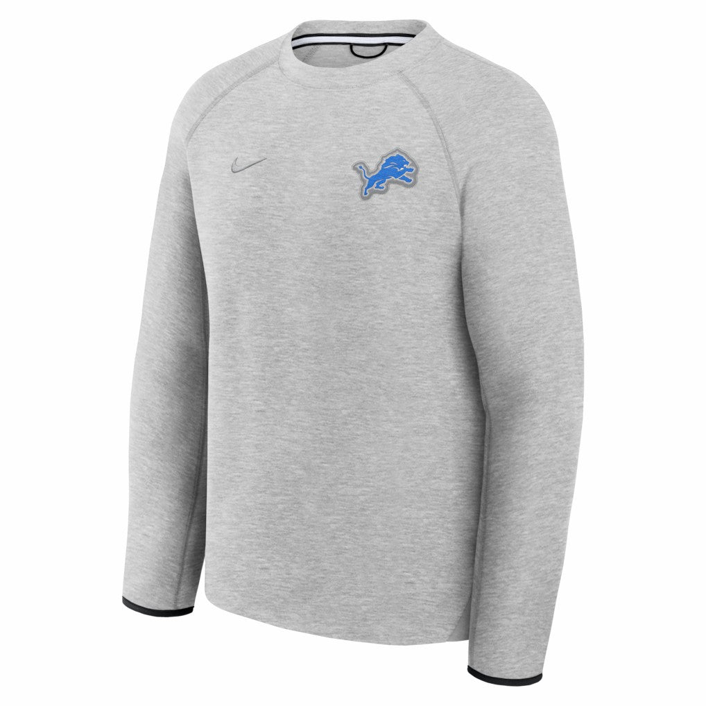 Detroit Lions Tech Fleece Raglan Sweatshirt - Heather Gray - Nike
