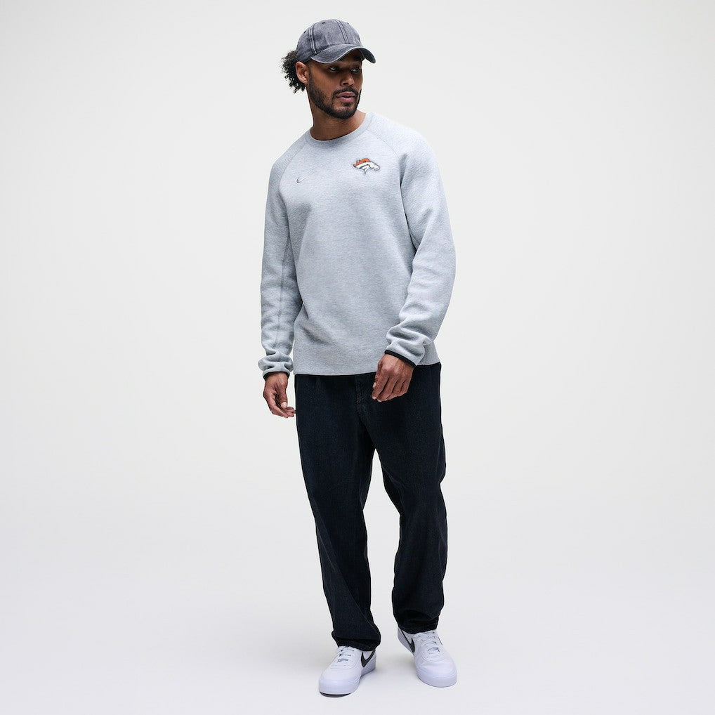 Denver Broncos Tech Fleece Raglan Sweatshirt - Heather Gray - Nike