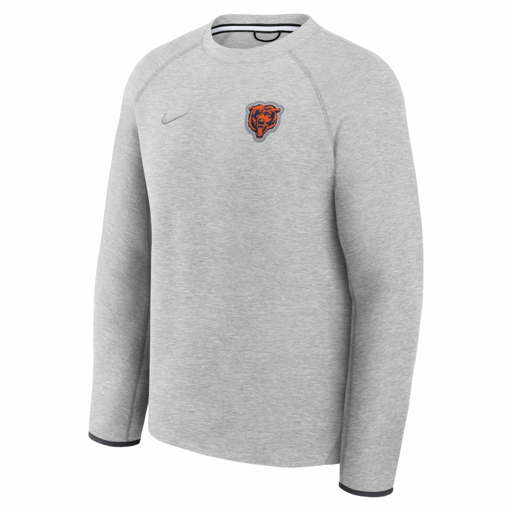 Chicago Bears Tech Fleece Raglan Sweatshirt - Heather Gray - Nike