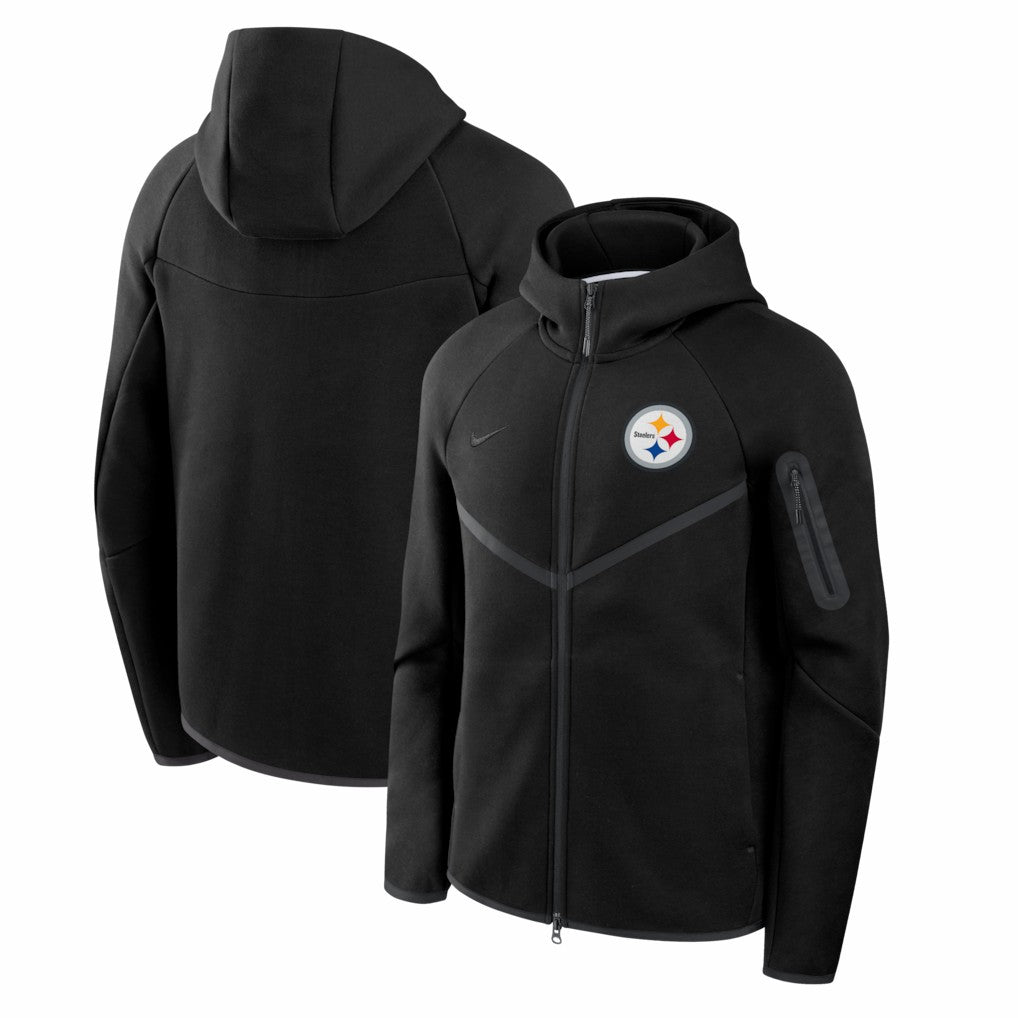 Pittsburgh Steelers Tech Fleece Raglan Full-Zip Windrunner Hoodie - Black - Nike
