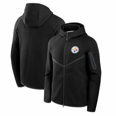 Pittsburgh Steelers Tech Fleece Raglan Full-Zip Windrunner Hoodie - Black - Nike