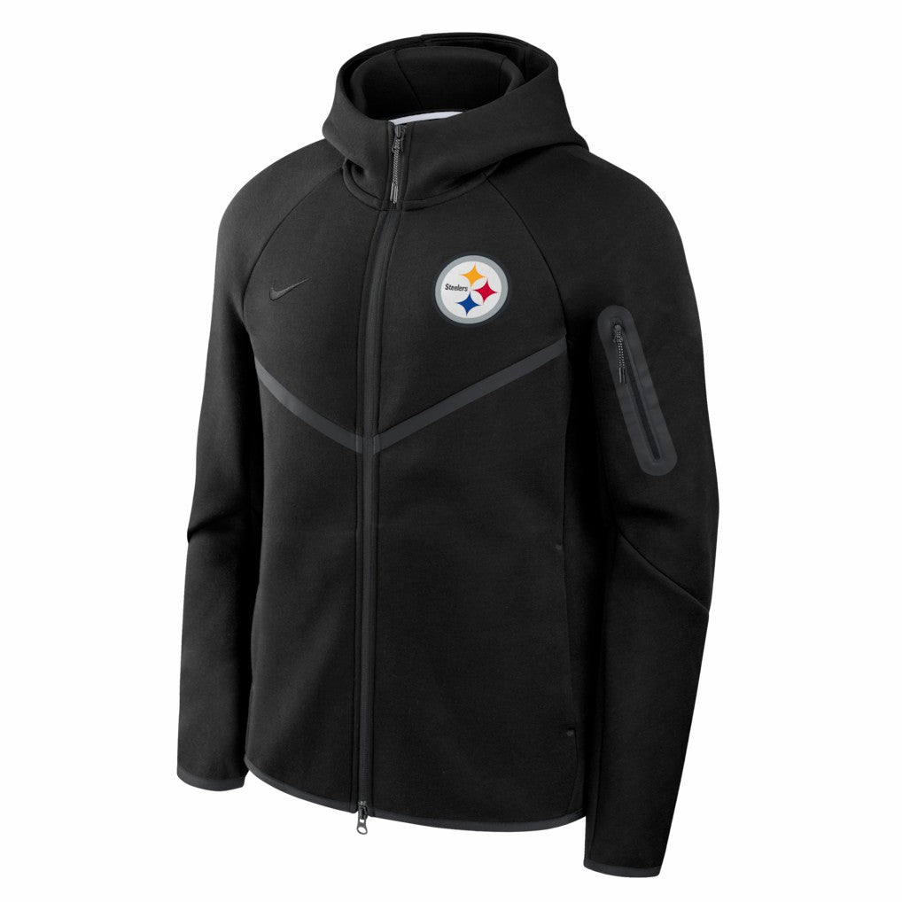 Pittsburgh Steelers Tech Fleece Raglan Full-Zip Windrunner Hoodie - Black - Nike