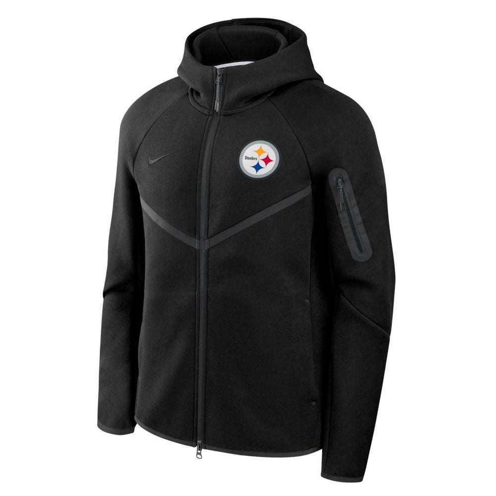 Pittsburgh Steelers Tech Fleece Raglan Full-Zip Windrunner Hoodie - Black - Nike